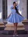 Blue Women's Short Satin Evening Dress With Belt (S, light blue)