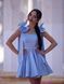 Blue Women's Short Satin Evening Dress With Belt (S, light blue)