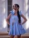 Blue Women's Short Satin Evening Dress With Belt (S, light blue)