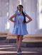 Blue Women's Short Satin Evening Dress With Belt (S, light blue)