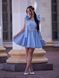 Blue Women's Short Satin Evening Dress With Belt (S, light blue)