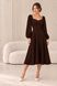 Classic chocolate midi cocktail dress with long sleeves (S, chocolate)