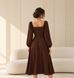 Classic chocolate midi cocktail dress with long sleeves (S, chocolate)