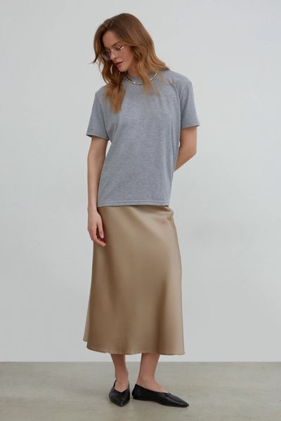 Trendy beige satin skirt (M, beige)