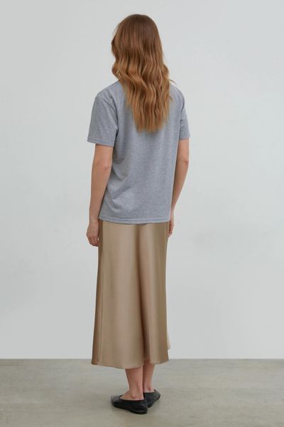 Trendy beige satin skirt (M, beige)