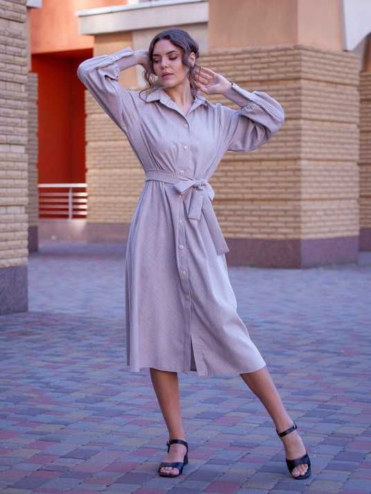 beige midi shirt dress Beige 100% Cotton Button-Down Midi Shirt Dress 70" / Tall (5'7" and above)